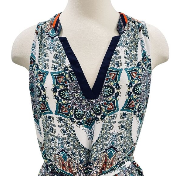 ReneeC Boho Sleeveless Mini Dress V Neck Tie Waist Made In USA Festival Hippie - Picture 5 of 11